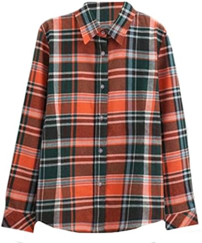Zalezing Nice Women's Casual Long Sleeve Cotton Fashion Plaid Shirts 13US-XS