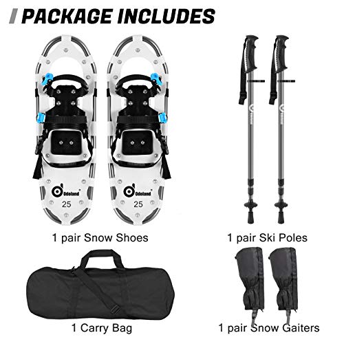 Odoland 4in1 Snowshoes Snow Shoes for Men and Women with Trekking