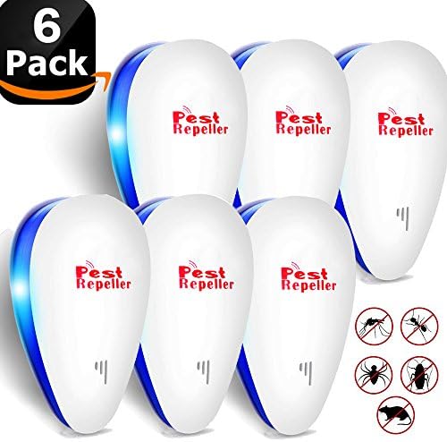 Ultrasonic Pest Control Repeller - Electronic Plug in Rat Repellent for Mouse, Insect Bed Bugs, Ants, Mice, Mosquito, Roaches, Fleas, Flies, Spider, Rodent, Cockroach Indoor, No Trap Needed, (6 Pack)