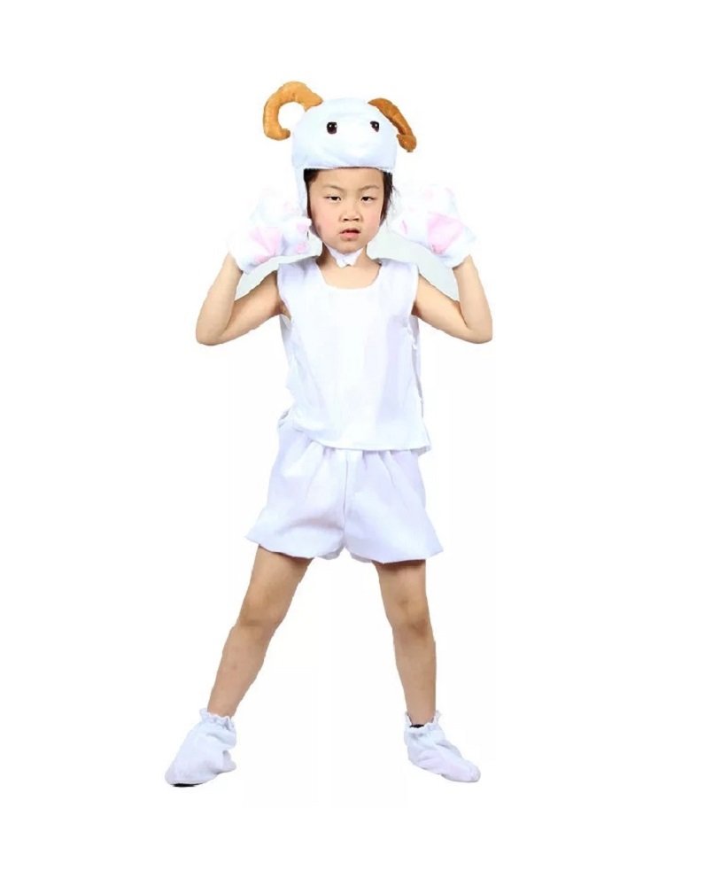 MATISSA Kids Sleeveless Animal Costumes Children's Summer Fancy Dress Pajama Party Cosplay (Goat, M (For kids 90-105 cm tall))