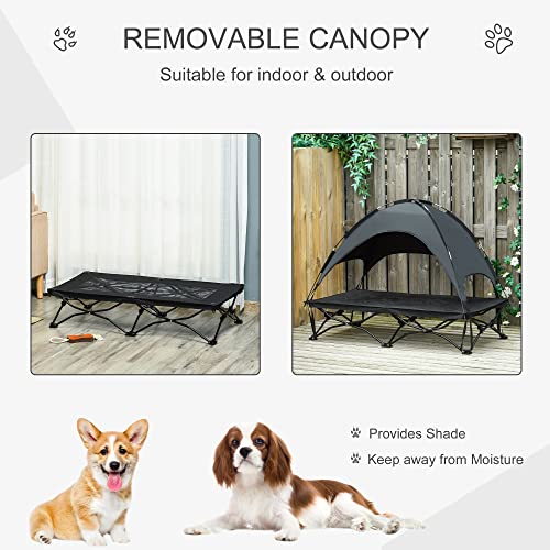 PawHut 46" Elevated Dog Bed with Canopy, Foldable Raised Pet Cot with