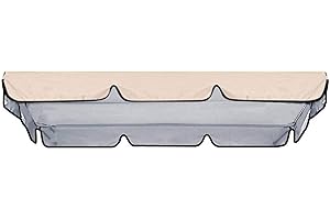 PLUSLEYSC Patio/Outdoor Swing Canopy Replacement, Outdoor Swing 3 Seater Canopy Replac, 420D All Weather Protection Deluxe Waterproof UV Cloth(Beige,77"x50")