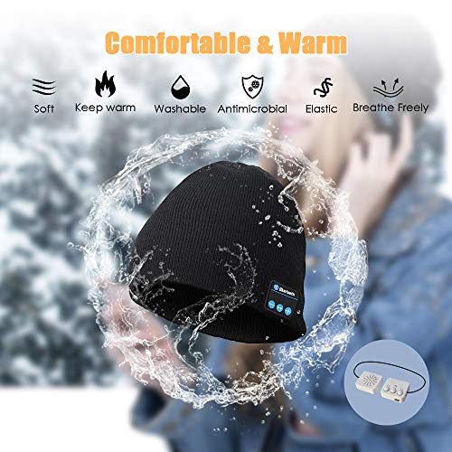 Bluetooth Beanie Hat Unisex, 5.0 Bluetooth Hat, Rechargeable Wireless Bluetooth Cap with Built-in Stereo Speakers, Christmas Electronic Gifts for Men Women Teen Boys Girls