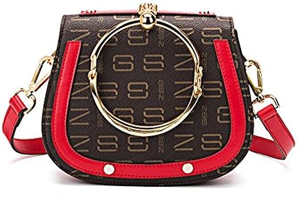 AIK Elegant Rivets Punk Style Circular Ring Handle Hand Lune Satchel Round Bracelet Wristlet Crossbody Bags For Girls