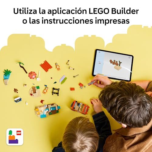 Bluey Excursión Familiar a la Playa de Bluey - 3 Minifiguras Inc. Bingo y Chilli - 2 Tablas de Surf, Castillo de Arena y Coche Construíble de Juguete - Regalo para Niñas y Niños de 4+ Años 11202