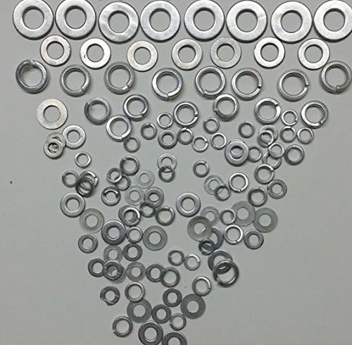 Washers Flat and Lock 120+ Steel Washers Various sizes from 1/4" to 3/4" Silver Colors Packed in a blister package
