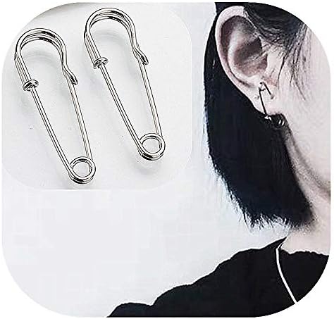 YRY S925 Minimalist pin Earrings Punk Goth Safety Pin Hypoallergenic Earrings for Mens Women Gift
