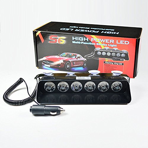 WOWTOU Emergency Blue Light Bright 12W 16 Flashing Patterns Hazard Warning Dash Deck Windshield Strobe Flash Lighting For Vounteer Firefighter, EMS, EMT, SPV, Ambulances