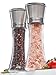 Salt and Pepper Grinder Set - Mill and Shakers Kit - Brushed Stainless Steel, Tall Premium Glass and Adjustable Ceramic Grinding System for Cooking Spices - Perfect on Kitchen
