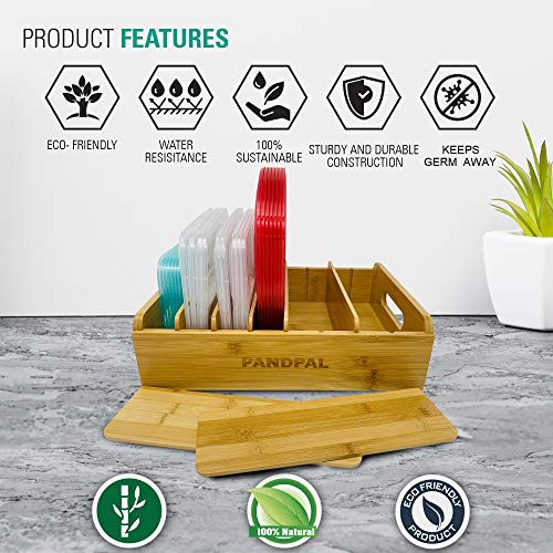Adjustable Bamboo Lid Organizer Compatible with Tupperware Containers