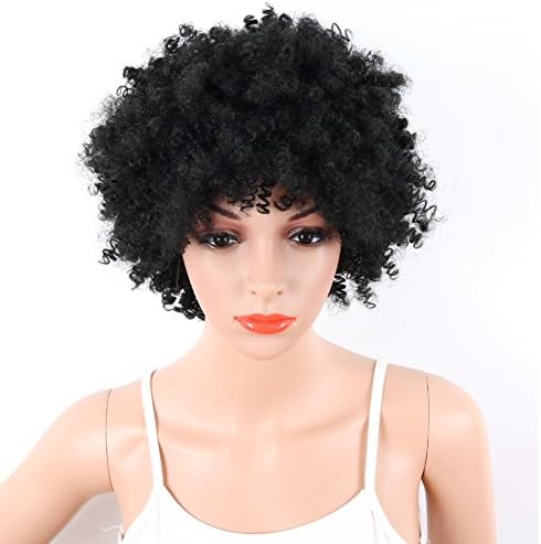 Deyngs Sexy Afro Kinky Curly Short Wigs For Women Hairstyles Pixie Cut Synthetic Wigs For African American Natural Hair Full Wig+Free Wig Cap