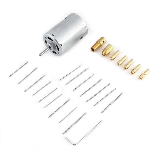 1 STÜCKE 545 12 V 0.2A Gebürstet DC Elektromotor + 16 stücke Spiralbohrer + 7 Messing Mini Messing Bohrfutter Bohrer Spannzan