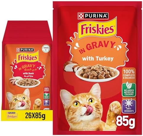 Purina Friskies Turkey Chunks In Gravy Wet Cat Food Pouch, 26 X 85