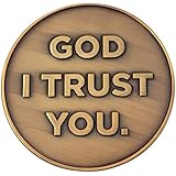God I Trust You Christian Challenge Coin, Trust in The Lord with All Your Heart, Pocket Token of Trust and Serenity, Antique Gold Plated Proverbs 3:5-6 Gift