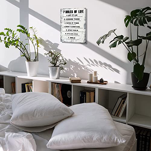 Motivational Canvas Wall Art inspirational 7 Rules of Life positive quotes wall decor office posters for boy room bathroom classrooms framed prints Ready to Hang Home 11x15 Inches