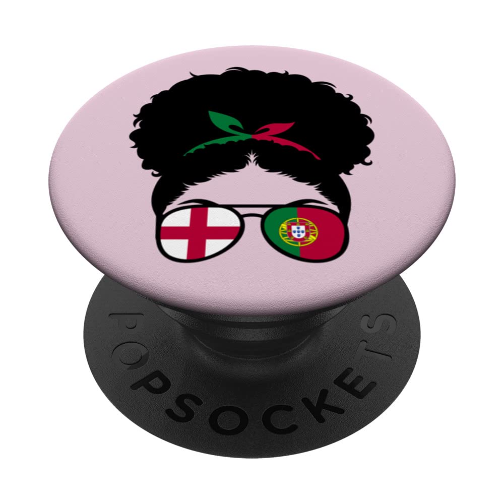 England and Portugal Mix Afro Hair Half English Portuguese PopSockets Swappable PopGrip