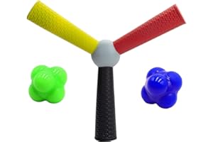 UMIRNI Quickness Reacting Catching Training Tool Set-Include 1 Hand Eye Coordination Stick, 2 Rubber Reaction Balls, Improve Reflex, Speed, Decision-Making, Agility for Sports Exercise All Ages