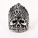 PAURO Cool Feather Dayak Indian Headdress Punk Skull Stainless Steel Mens Ring Size 10