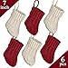 LimBridge Christmas Mini Stockings, 6 Pack 7 inches Cable Knit Knitted Rustic Stocking Decorations, Goodie Bags for Family Friends, Cream Burgundy