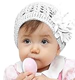 Mikey Store Winter Warm Woolen Flower Toddlers Infant Baby Girl Hair Band Headband Headwear Hat (White)