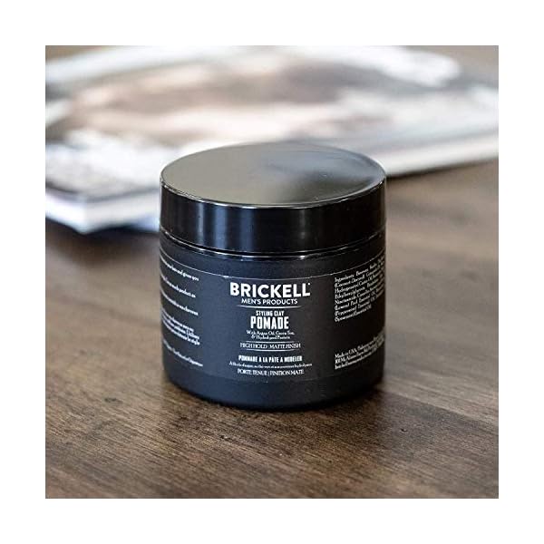 Brickell Men’s Styling Clay Pomade For Men, Natural & Organic with Strong Hold & Matte Finish