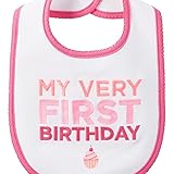 Carters Girls' My First Birthday Bib White