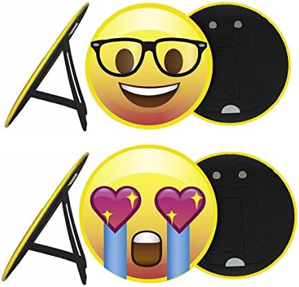 Fridge Emoji Face Magnets, Large 6”, with Easel Back for Table Top Party Décor, or Place on Refrigerator, School White Board, Kids Bedroom Art, Office Gift for Women &amp; Men, Made in USA