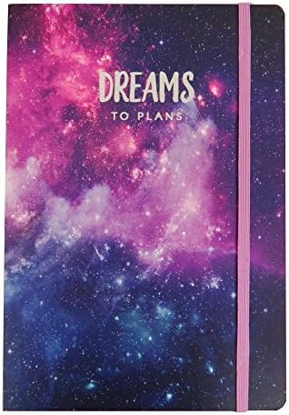 Metallic Dreams A5 Bound Notebook with Elasticated Closure - Dreams to Plan, 5mm Graph Ruled, 120 Pages