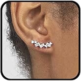 Jugielu Boho Cz Ear Climber Earrings Gold Gemstone Stud Earrings Crystal Ear Crawler Earrings Cz Square Earrings Sparkling Rhinestone Earrings Jewelry for Women