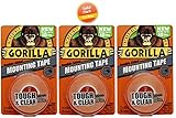 Gorilla 6065001 Mounting Tape Clear, 3 PACK