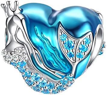 Forever Queen Mermaid Charms Fit Pandora Charms Bracelet 925 Sterling Silver Charms Bead Cz Heart Shape Blue Enamel Bead Ocean Sea Charm For Snake Bracelets Necklace Women Girls Gift Mermaid Charm Buy