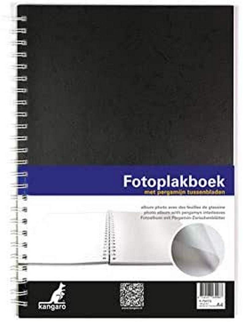 Kangaro Photo Album 33 x 23 cm with Elephant Skin Paper 36 Sheets White 120 g Cover Black