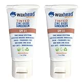 Waxhead Tinted Facial Sunscreen (2 pack) - EWG Rated 1 - Zinc Oxide, Mineral, Non-toxic, Reef Safe, Light to Medium Skin Tone, Face Tinted Sunscreen, Broad Spectrum, SPF 31, Approved for Hawaii