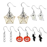 Miraculous Garden 5 pairs Halloween Drop Dangle Earrings Sets Spider Web Pumpkin Ghost Bat Boo Hook Earrings Set for Women Girls