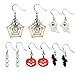Miraculous Garden 5 pairs Halloween Drop Dangle Earrings Sets Spider Web Pumpkin Ghost Bat Boo Hook Earrings Set for Women Girls