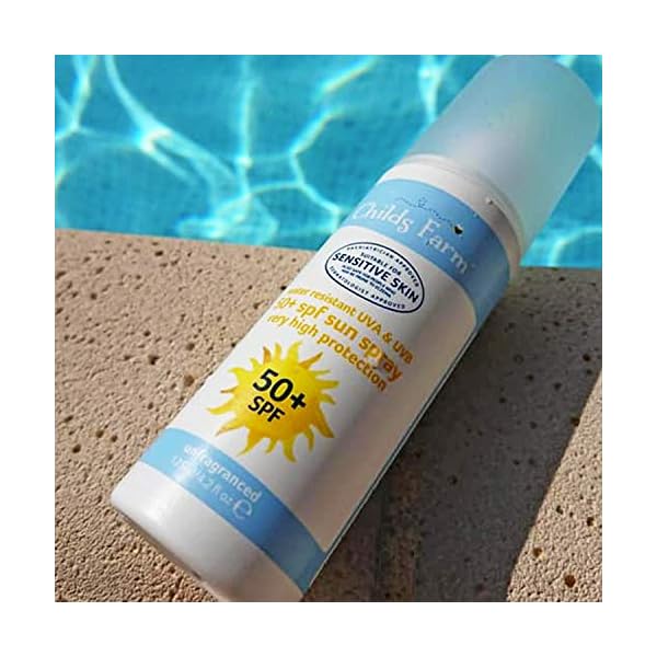 Childs-Farm-Childrens-SPF-50-Sun-Lotion-Spray-Moisturising-Sensitive-Skin-125-ml Childs Farm, Kids and Baby Sun Cream Spray SPF 50+ 125 ml, Water Resistant UVA and UVB, Very High Protection, Suitable…