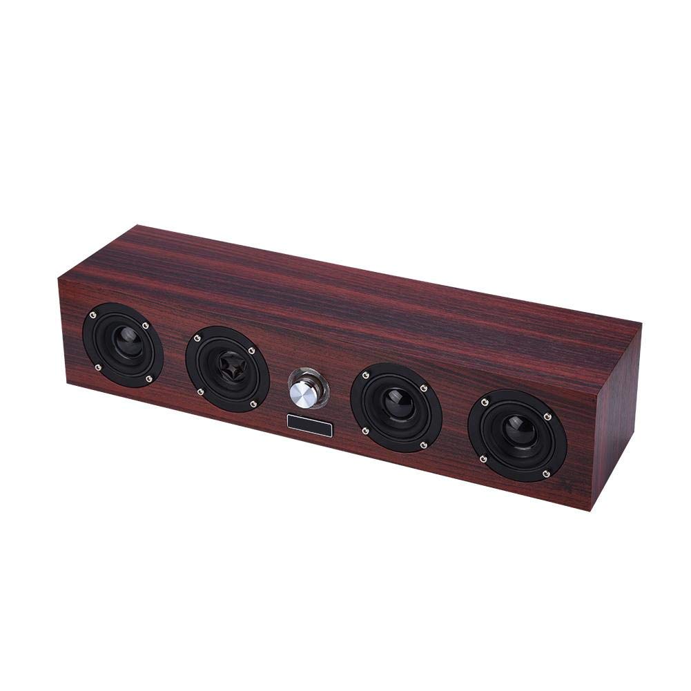 Dpofirs Surrounds Stereo Sound Wooden Speaker,3.5mm 3W 4 Loudspeakers Bass Speaker,Multi Media Stere