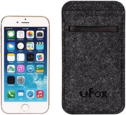ufox eco Friendly Felt Sleeve Case for 5.5 inch iPhone 8plus/ iPhone 7 Plus/iPhone 6S Plus/iPhone 6 Plus Classical Black(Also fit Other 5.5 inch Phone Sleeve)