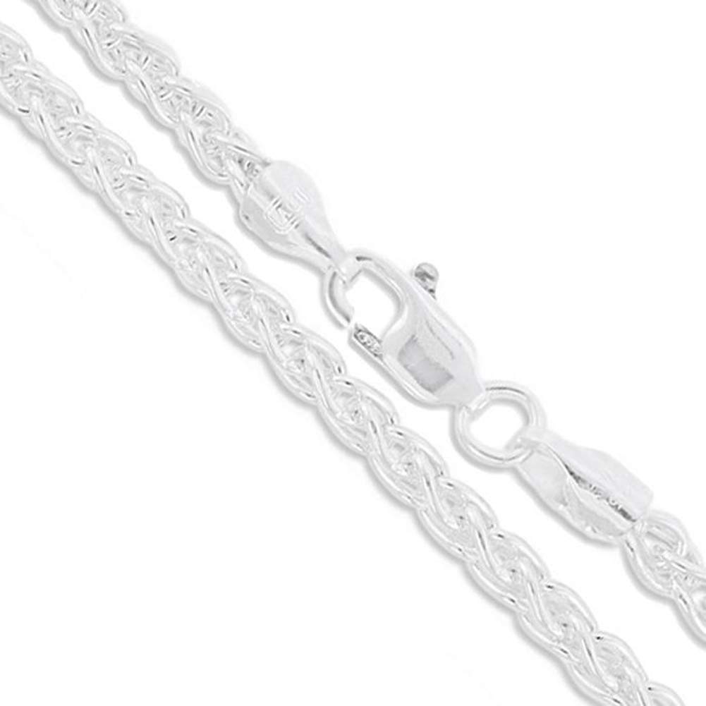Sac SilverSterling Silver Wheat Chain 1.5mm 1.9mm 2.6mm 3.4mm 4.4mm 5.1mm 6mm 8mm Solid 925 Italy New Foxtail Spiga Necklace