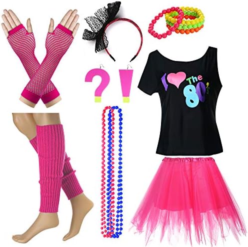 I  Love  The 80's T-Shirt  Fancy  Outfit  Dress  for 1980s Theme Party Supplies