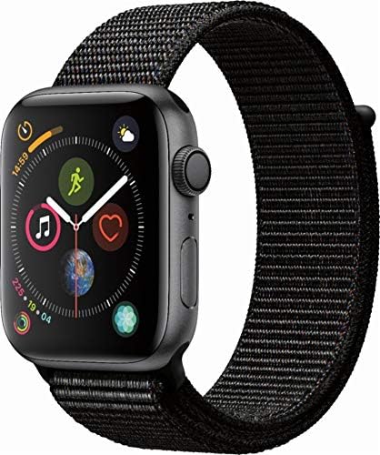Apple Watch Series 4 (GPS only) Aluminum Case Compatible with iPhone 5s and Above (Space Gray Aluminum Case with Black Sport Loop, 44mm)
