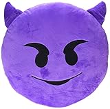 BIGOCT Emoji Smiley Emoticon Round Cushion Stuffed Pillow Plush, Purple, 32cm