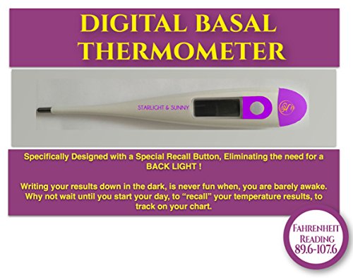 Starlight and Sunny Basal Thermometer Waterproof, 1/100th° Highly Sensitive, Perfect Companion for Ovulation, Fertility Calculator for Body Temperature to Become a Pregnant Woman