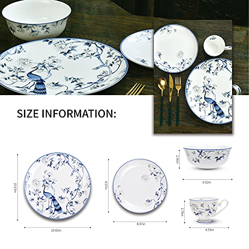16 PCS Top-Grade Bone China Dinnerware Set for 4,Jingdezhen Blue