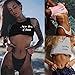 Staron Women Tank Tops Funny No Bra Club Slim Vest Short Tees Bra Blouse Crop Tops (L, Black)