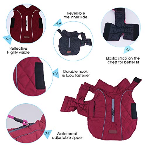 ThinkPet Dog Cold Weather Coats Cozy Waterproof Windproof Reversible