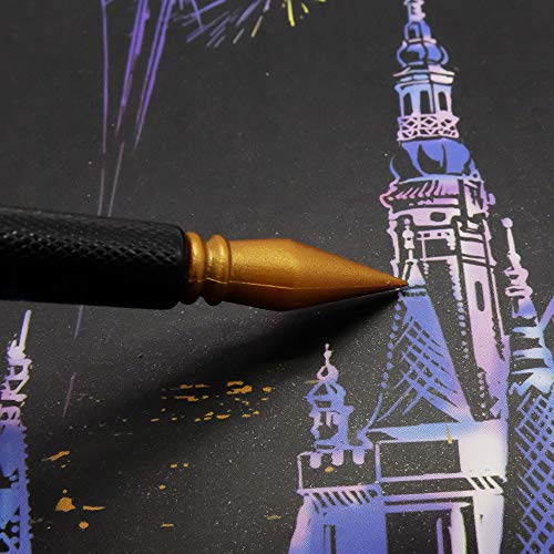 C-pop Scratch Coloring Pens, Dual Tips Coloring Stylus for Scratch Art, Stylus Sticks, Art Stick, Scratch Art Tool, Scratch off Pen (Pack of 4)
