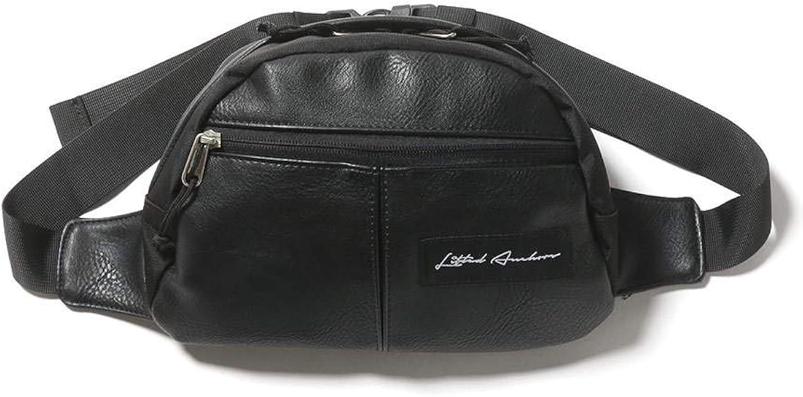 Amazon リフテッドアンカーズ Lifted Anchors ロゴ ジップポケット ウエストバッグ Laleather2 ブラック 並行輸入品 ボディバッグ ワンショルダー
