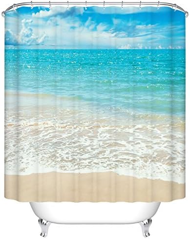 Custom Mildew-Resistant Antibacterial Waterproof Shower Curtain 66" x 72"Summer Beach Blue Sea Sunshine