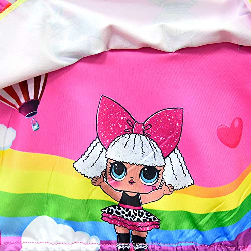 Rohero Toddler Baby Girls Swimsuits Two Piece Doll Print Ruffle Swimwear Bathing Suit for Doll Surprised (130cm/ 5-6Y, Rainbow Rose 1) - Thumbnail 4